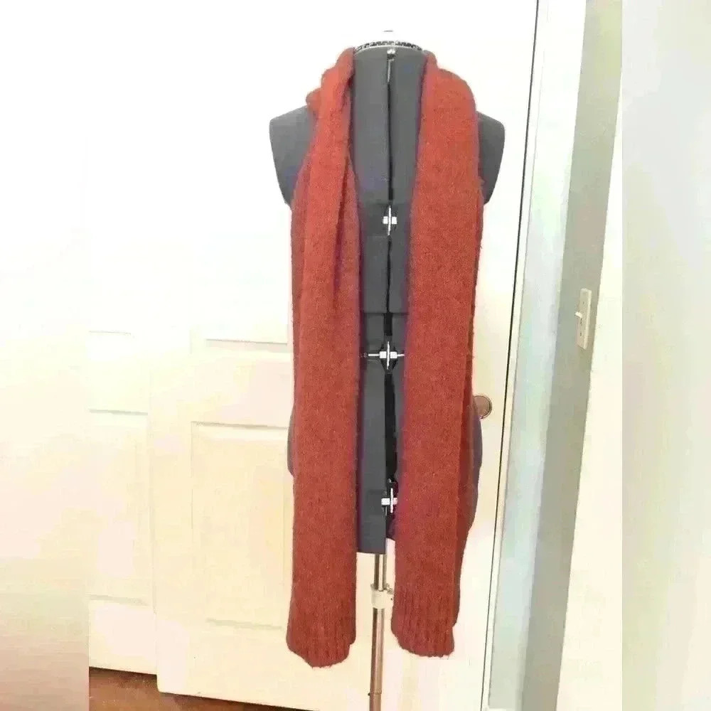 NWT UNIVERSAL THREAD KNIT WOOL BLEND ORANGE SUPER LONG SCARF ABOUT 76" - Picture 3 of 5